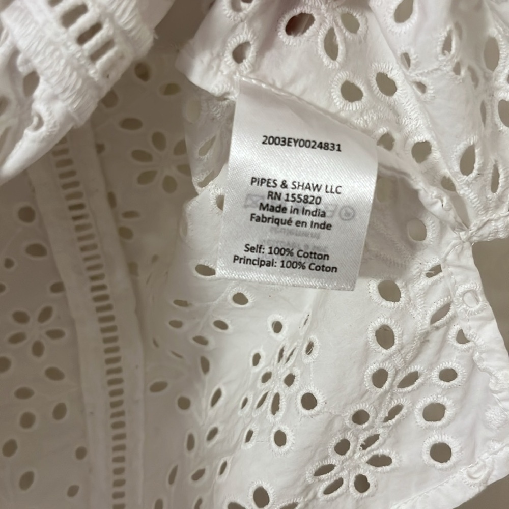 Veronica Beard White Flutter Sleeve Ruffled Blouse - Picture 4 of 6